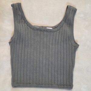 H&M Kids Ribbed Crop Tank Top Gray Size 8–10 Tween Minimalist